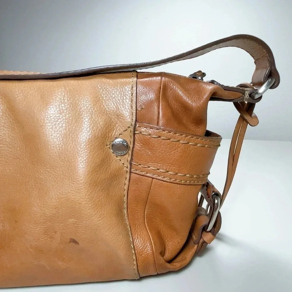 Fossil Leather Brown Key Chain Hobo Shoulder  Bag - Picture 9 of 16